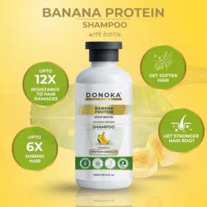 donoka professional banana protein shampoo with biotin, paraben & sulfate free, 300ml