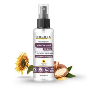 donoka professional argan hair serum with argon oil + red algae + sunflower oil and jajoba oil | shine, smooth & soft | post wash detangling | 100 ml