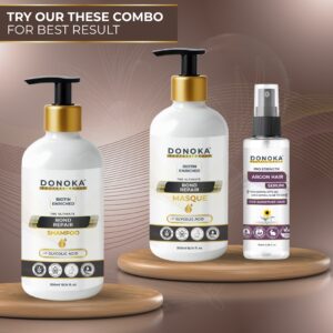 donoka pro bond repairs hair anti breakage shampoo with glycolic acid , biotin enriched | get up to 2x stronger hair | sulfate and paraben free | 300 ml